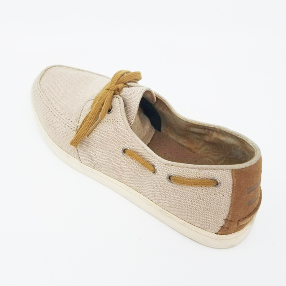 Toms Mens Culver Light Brown Burlap Lace Up Shoes - Picture 6 of 8